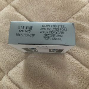 Stainless steel 3mm CZ long post piercing studs